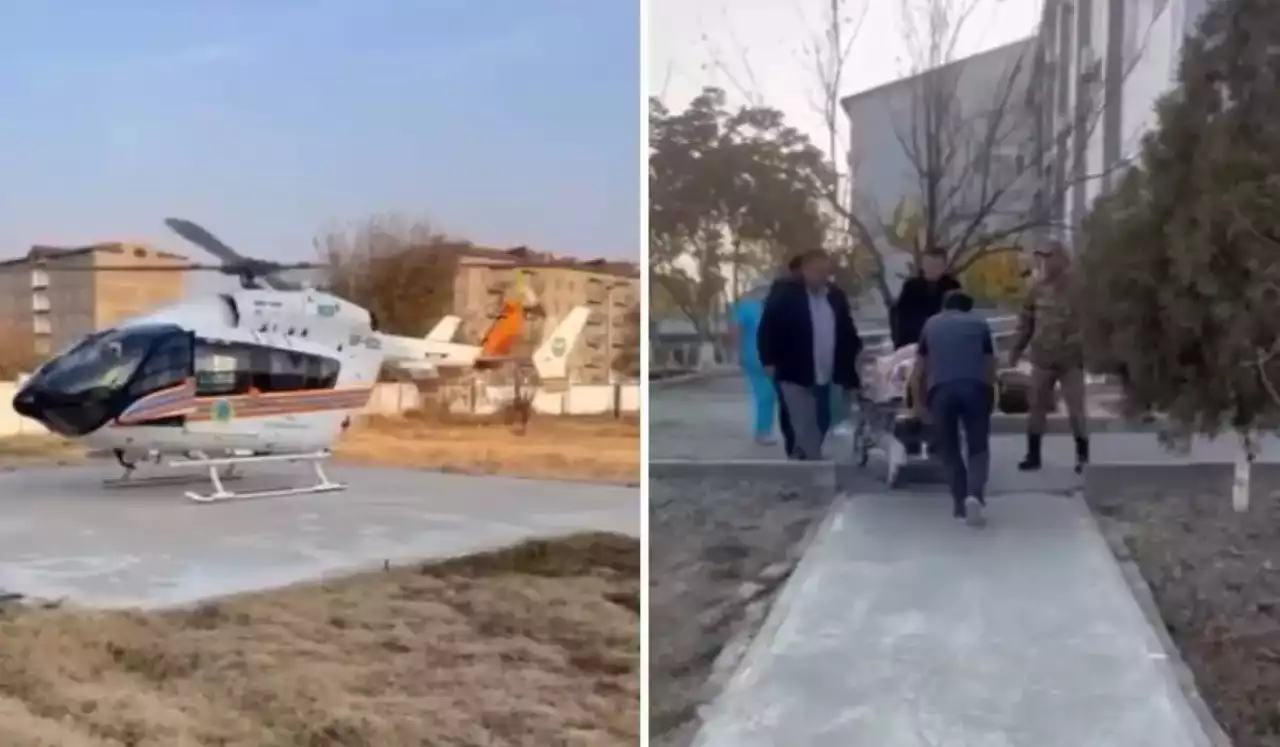 Жетісайдағы өрттен зардап шеккен ер адам тікұшақпен Шымкентке жеткізілді