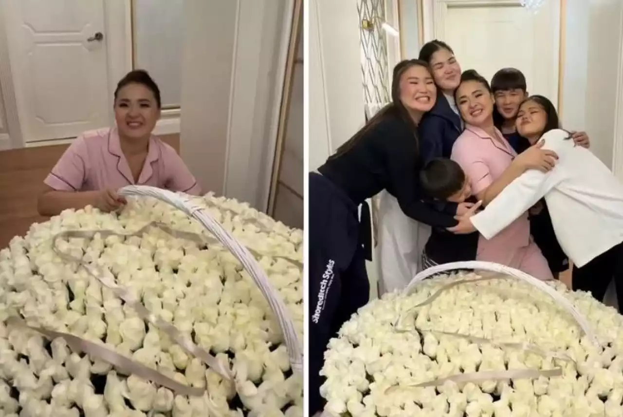 «Бес баладан 501 роза»: Мөлдір Мұқанға балалары ерекше сыйлық жасады