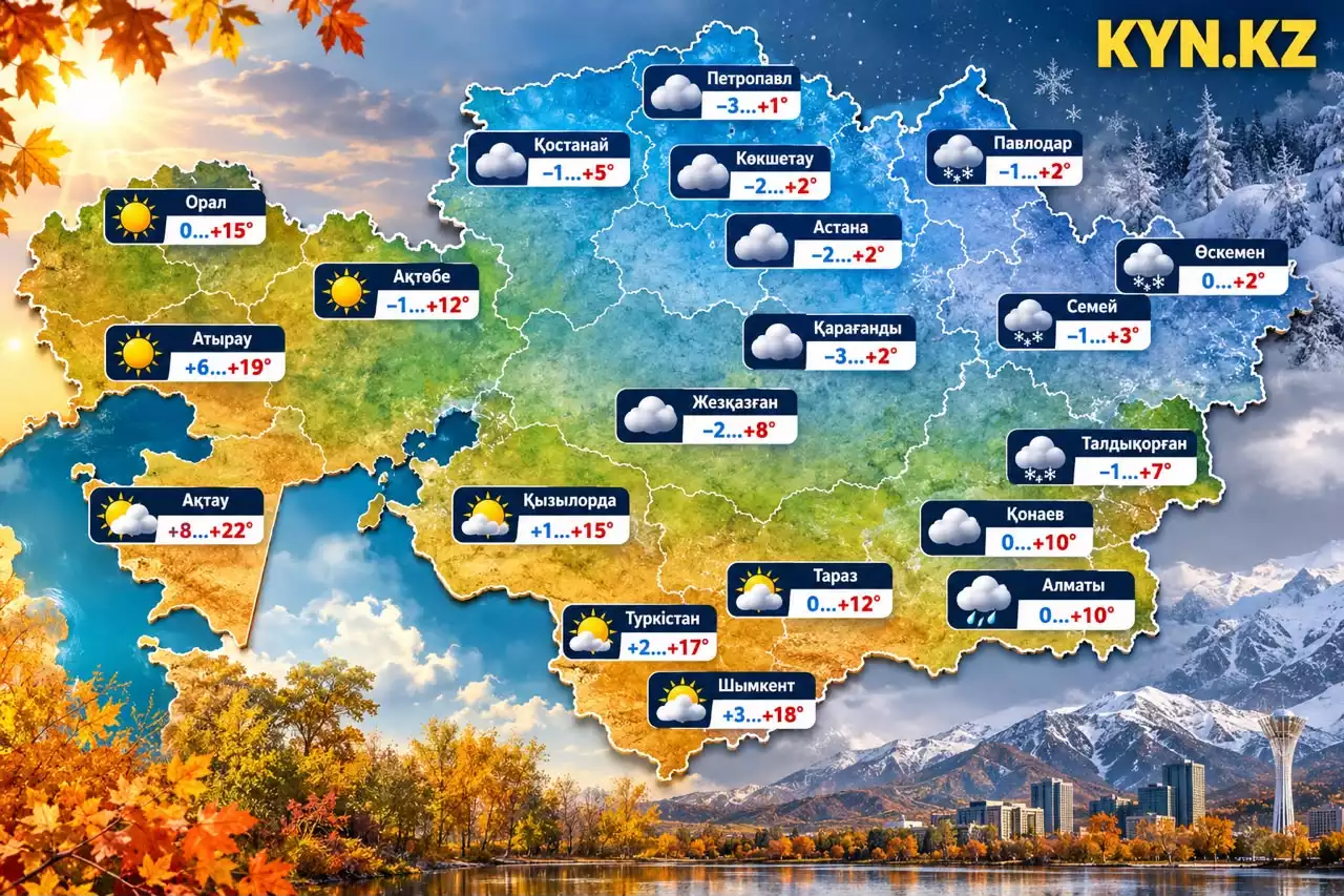 Қазақстанның бір бөлігінде қар жауып, аяз күшейеді: 23 қазанда ауа райы қандай болады?